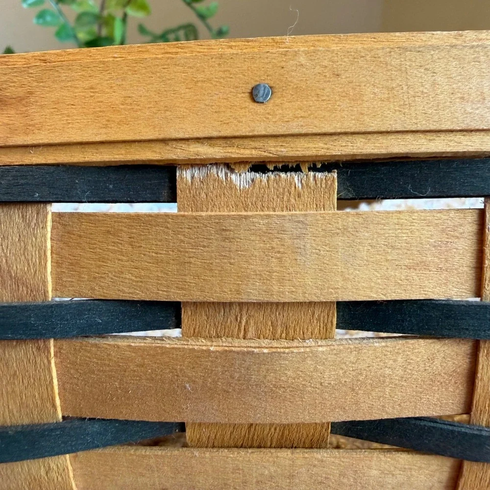 1998 Longaberger Small Market Basket Leather Handles Signed Handwoven USA